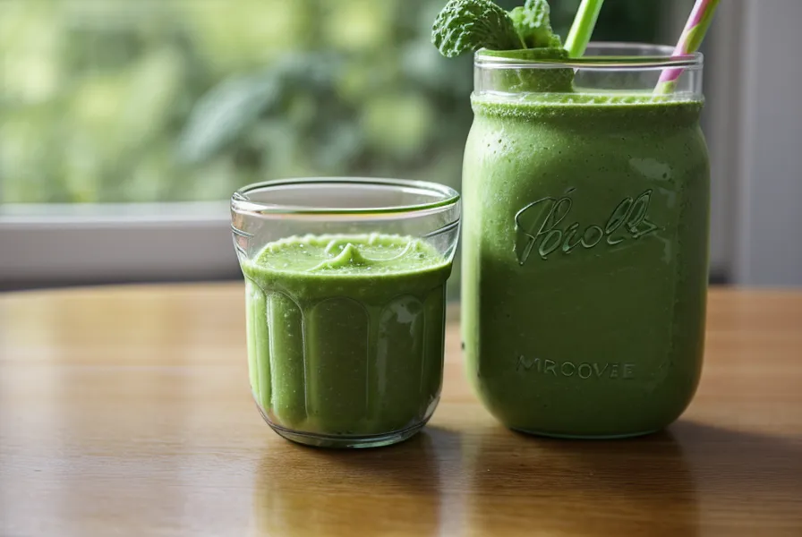 Un smoothie vert frais avec de la menthe dans un bocal en verre