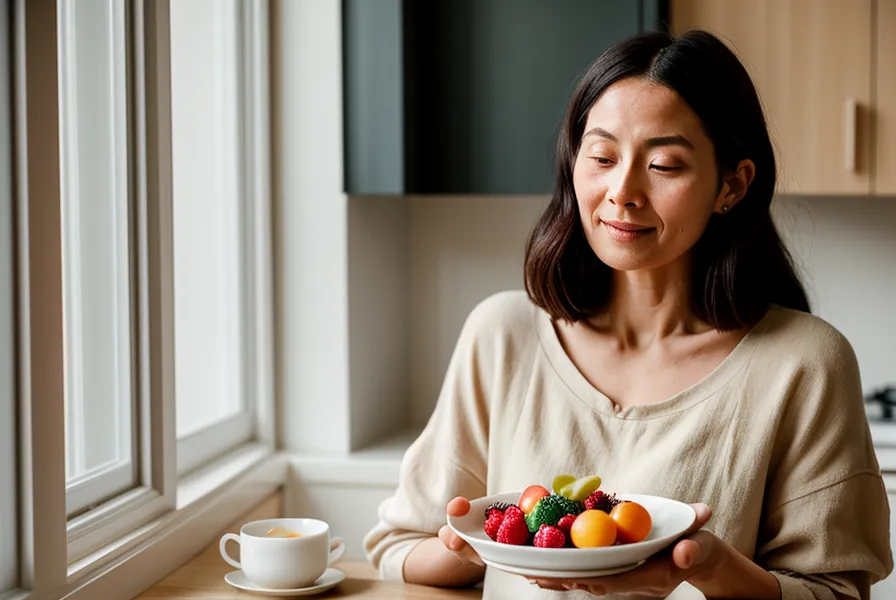 Mains posées sur la table de la cuisine, une pause avant de céder à l'alimentation émotionnelle