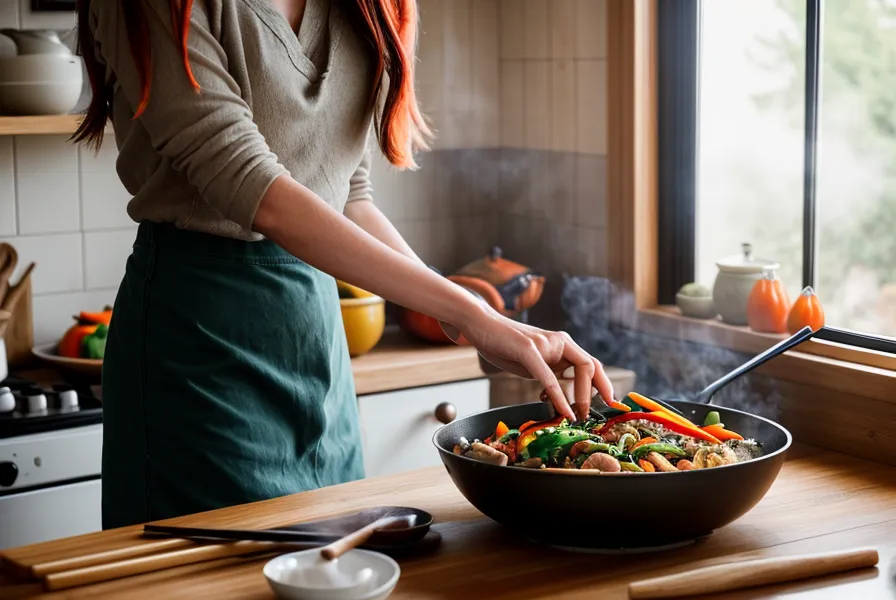 Préparation d'une poêlée de légumes rapide pour le repas du soir