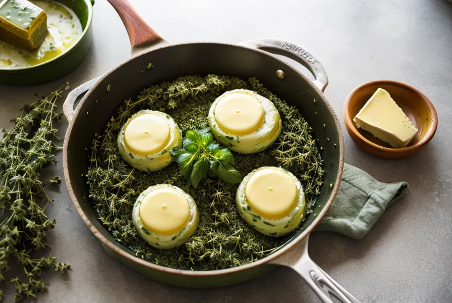 Thym frais et noisette de beurre fondant dans la poêle, symbole du plaisir retrouvé avec la méthode Régalez-vous et Maigrissez